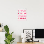 Poster Love You to the Moon - Coeurs roses Typographie (Bureau à domicile)