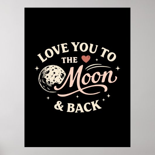 Poster Love You to the Moon Retro Classic Valentine (Devant)
