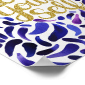 Poster Love Yourself Motivational Citation Bleu & Parties (Coin)