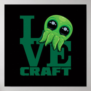 Poster Lovecraft Baby Cthulhu Design - Éffrayant mignon A