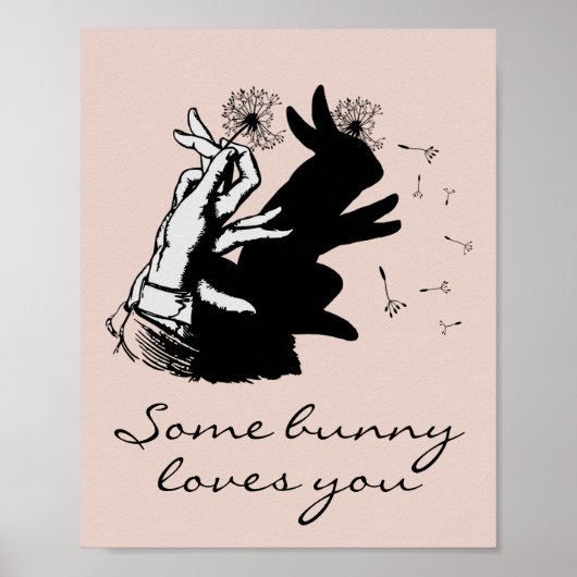 Poster Lovely Cute Lote Bunny Pun Black Pastel Peach (Devant)