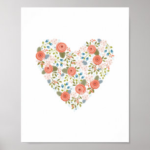 Poster Lovely Floral Dream Heart Print