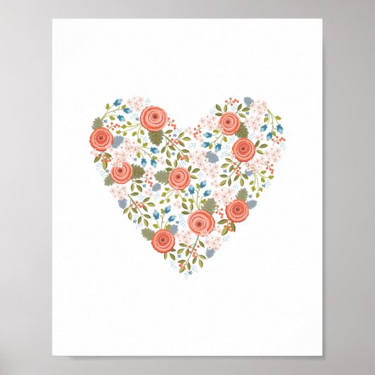 Poster Lovely Floral Dream Heart Print (Devant)