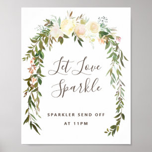 Poster Lovely Floral Wedding Let Love Sparkle Sign