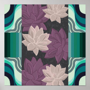 Poster Lovely Lotus Flowers - Lotus pourpre et Lotus rose