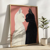 Poster Lover Cats Valentine Felines Pastel Art Imprimer
