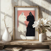 Poster Lover Cats Valentine Felines Pastel Art Imprimer