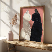 Poster Lover Cats Valentine Felines Pastel Art Imprimer