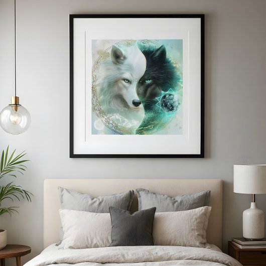 Poster Lovers’ Balance – Mystical Yin Yang Wolf