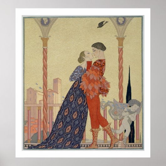 Poster Lovers on Balcony (w/c on paper) (Devant)