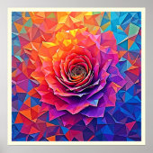 Poster Low Poly Rose Bloom Abstract Art (Devant)