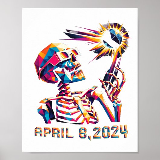 Poster Low Poly Total Eclipse 8 avril 2024 Squelette (Devant)