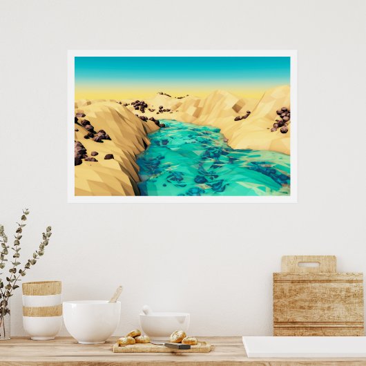 Poster Low Poly Valley (Cuisine)