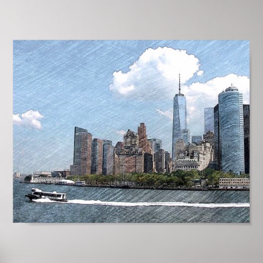 Poster Lower Manhattan NYC Skyline (Devant)