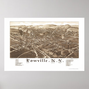 Poster Lowville, carte panoramique de NY - 1885