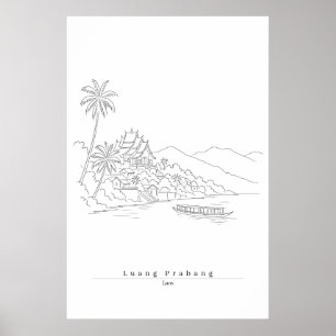 Poster Luang Prabang Laos Art en ligne minimaliste