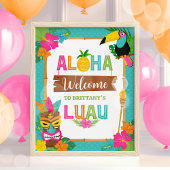 Poster Luau Aloha Hawaiian Tropical Birthday Welcome