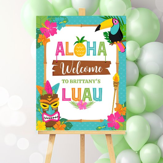 Poster Luau Aloha Hawaiian Tropical Birthday Welcome