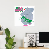 Poster luau hula hippo (Bureau à domicile)