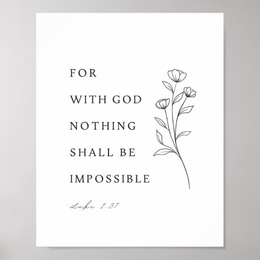 Poster Luc 1:37 Verset de la Bible (Devant)