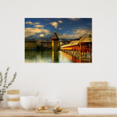 Poster Lucerne Suisse Chapelle Pont Mont Pilatus (Cuisine)