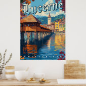 Poster Lucerne Suisse Vintage voyage (Cuisine)