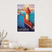 Poster Lucerne, Suisse, vue sur le lac et une tour, (Cuisine)