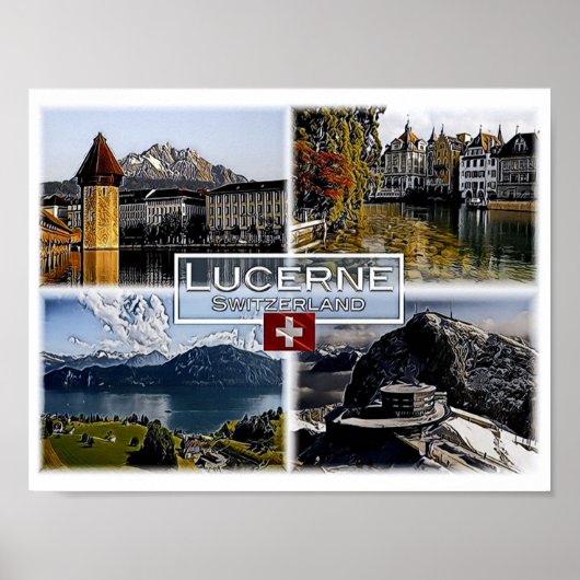 Poster Lucerne - Switzerland - Mosaic (Devant)
