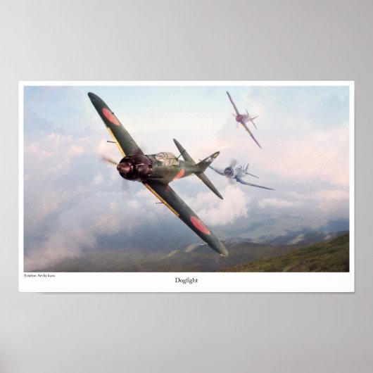 Poster luchtvaartart "ZERO vs F4U" (Voorkant)