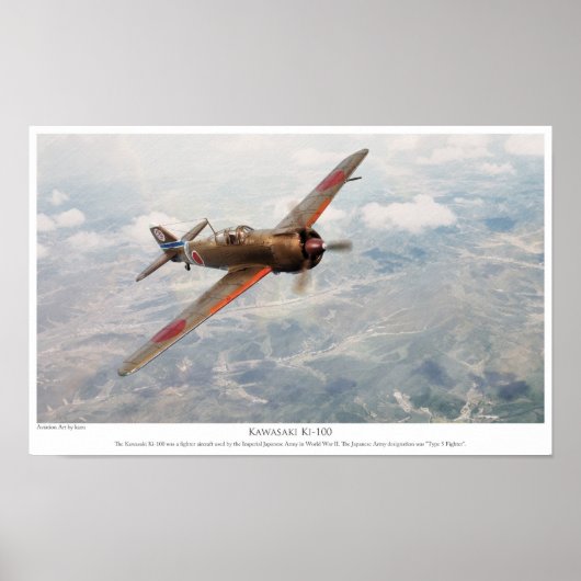 Poster luchtvaartkunst " Kawasaki Ki-100" (Voorkant)