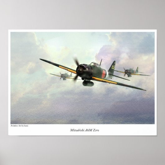 Poster luchtvaartkunst " Mitsubishi A6M Zero " (Voorkant)