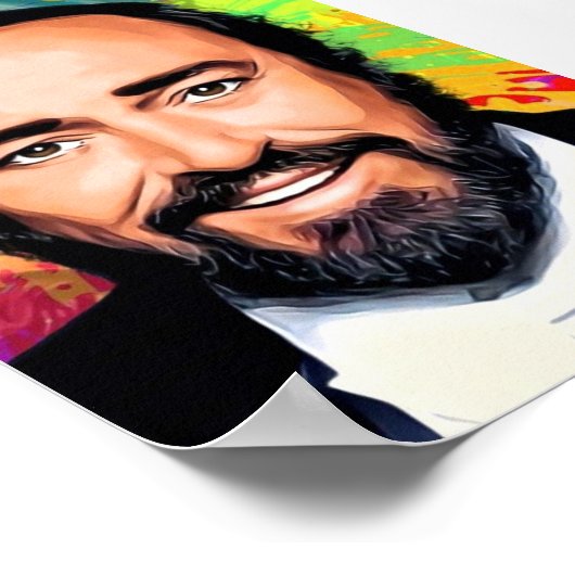 Poster Luciano Pavarotti Portrait coloré (Coin)