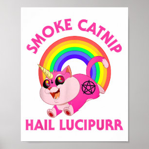 Poster Lucipurr à la grêle à la fumée, Funny Satan Chat U