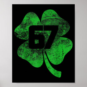 Poster Lucky 67 Trèfle Vert Shamrock St Patrick Vintage