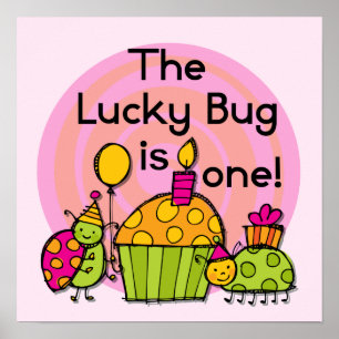 Poster Lucky Bug Cupcake 1er Anniversaire Tshirts et cade