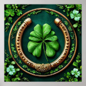 Poster Lucky Horseshoe et Clover Design (Devant)