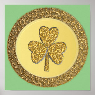 Poster Lucky Irish Shamrock Gold Coin