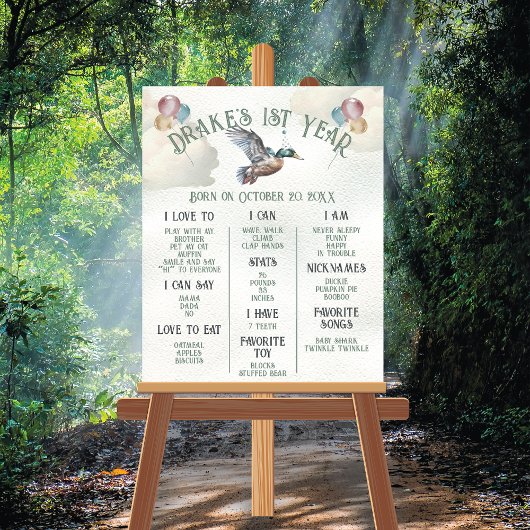 Poster Lucky Mallard Duck 1er anniversaire Jalon