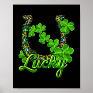 Poster Lucky Shamrock Horseshoe Funny Horse St patrick D