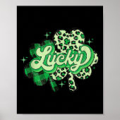 Poster Lucky Shamrock Leopard,checkered Patricks Day Funn (Devant)