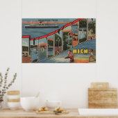 Poster Ludington, Michigan - Scènes de grandes lettres (Cuisine)