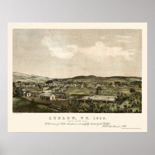 Poster Ludlow, VT Carte panoramique - 1859 (Devant)