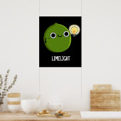 Poster Lueur de chaux Funny Fruit Lime Pun Dark BG (Cuisine)