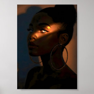 Poster Lueur dorée : Portrait cinématique de femme noire
