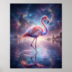Poster Lueur du lagon du flamant cosmique