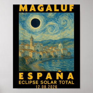 Poster Luf España Éclipse Solaire Totale 2026 Illustratio