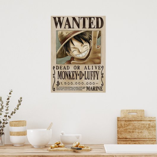 Poster LUFFY Une pièce Recherché (Cuisine)