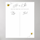 Poster Lui ou Elle Abeille Baby shower Genre Jeu (Devant)