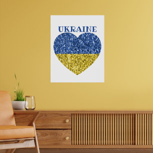Poster L'Ukraine drapeau parties scintillant faux pétille