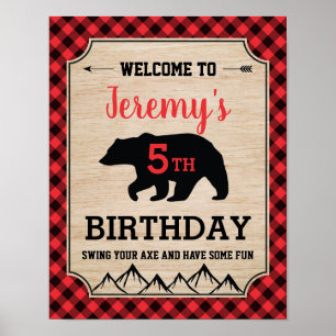 Poster Lumberjack Boy Birthday Party Welcome Sign